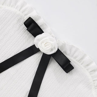 Bowknot flower applique ruffle beaded cami top