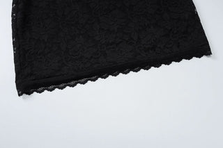 Halter self tie lace hem v neck mini dress