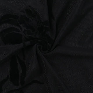 Crewneck sheer mesh print cap sleeve top