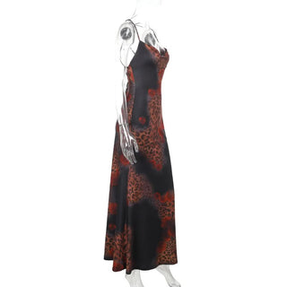 Leopard print self tie cowl neck cami maxi dress