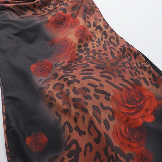 Leopard print self tie cowl neck cami maxi dress