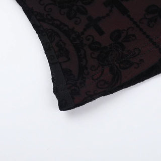 Lace hem v neck bowknot print cami top