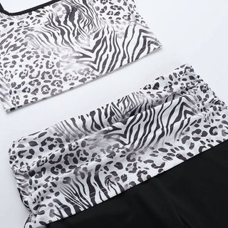 Leopard print square neck tank pant set