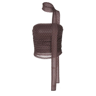 Ruched polka dot backless tube top