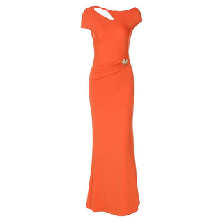 Hollow out cap sleeve ruched backless cut out maxi dress