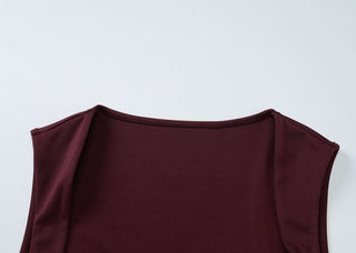 Square neck ruched solid maxi dress