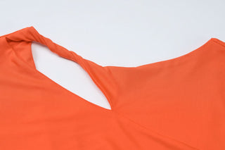 Hollow out cap sleeve ruched backless cut out maxi dress