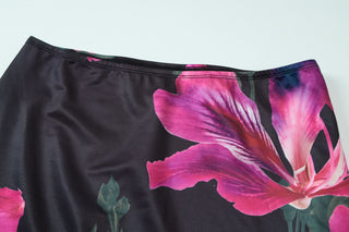 Halter self tie u neck flower print maxi skirt set