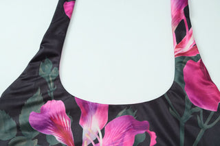 Halter self tie u neck flower print maxi skirt set