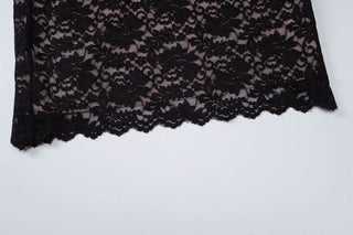 Slit self tie halter lace v neck maxi dress