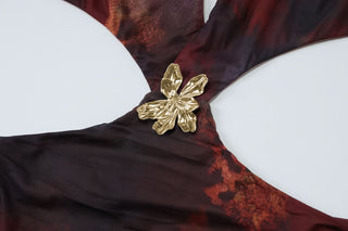 Hollow out halter self tie v neck slit cut out maxi dress