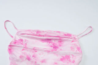 Square neck print backless cami maxi skirt set