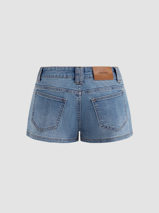 Stretch Cider Denim Low Rise Pocket Micro Shorts