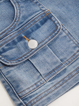 Stretch Cider Denim Low Rise Pocket Micro Shorts