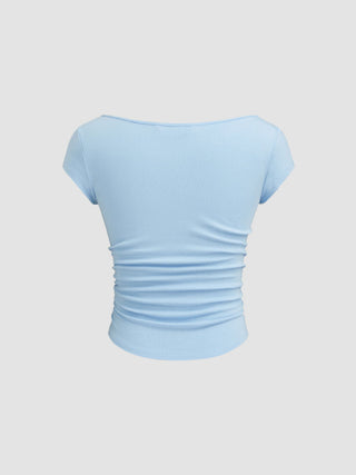 Boat Neck Ruched Tee