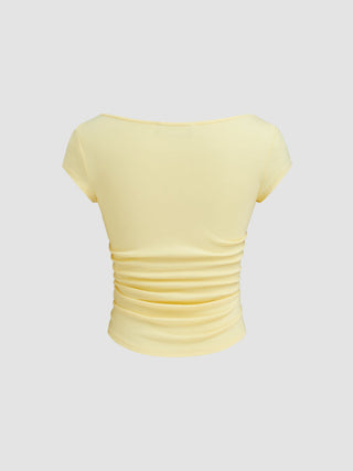 Boat Neck Ruched Tee