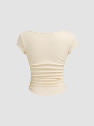 Boat Neck Ruched Tee
