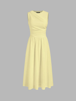 Round Neckline Ruched Maxi Dress
