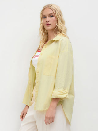 Cotton Collar Solid Long Sleeve Shirt