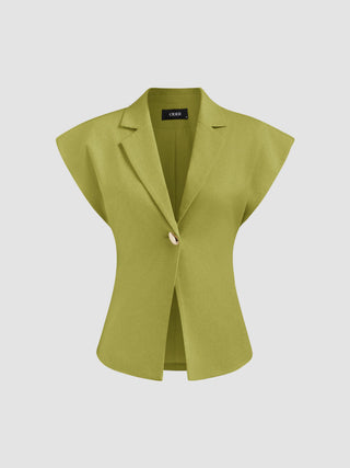 Linen-blend Linen-blend V-neck Dolman Sleeve Blazer Vest For Work