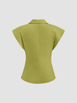 Linen-blend Linen-blend V-neck Dolman Sleeve Blazer Vest For Work