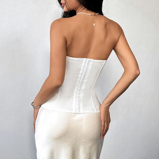 Sweetheart neck ruched butterfly button top