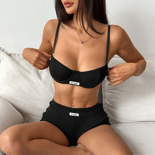 Letter pattern adjustable cami short pant set