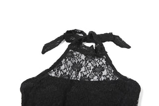 Halter lace backless ruffle top