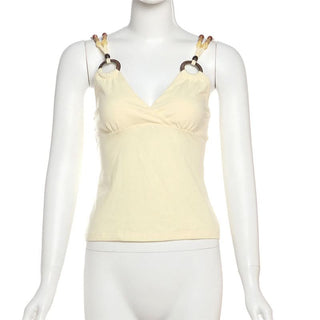 V neck o ring beaded cami top