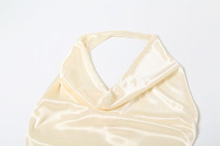 Cowl neck ruched halter ruffle mini skirt set