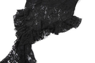 Halter lace backless ruffle top