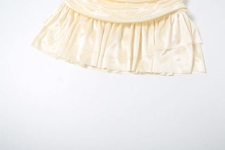 Cowl neck ruched halter ruffle mini skirt set