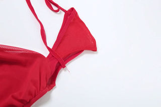 Ruched ruffle mesh backless mini dress