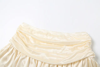 Cowl neck ruched halter ruffle mini skirt set