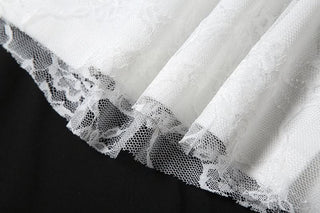 Lace ruffle irregular maxi skirt