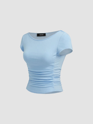 Boat Neck Ruched Tee