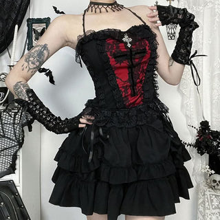 Ruffle self tie irregular mini skirt