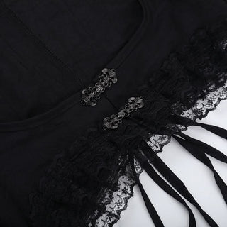 Long flared sleeve lace hem shrug top