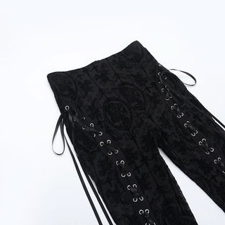 Lace up lace high rise pant