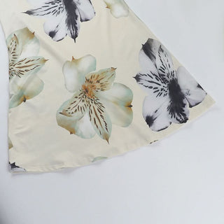 Flower print cross back lace up cami maxi dress