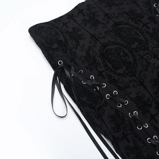 Lace up lace high rise pant