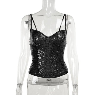 Sweetheart neck glitter cami top