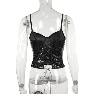 Sweetheart neck glitter cami top