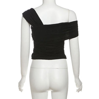 Off shoulder flower applique lace ruffle top