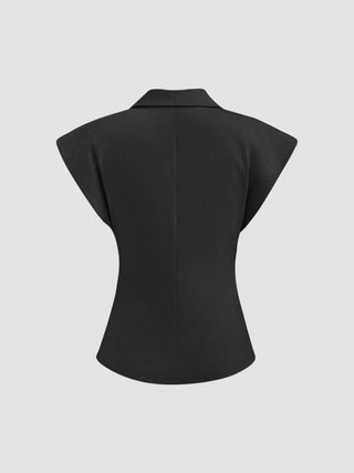 Linen-blend Linen-blend V-neck Dolman Sleeve Blazer Vest For Work