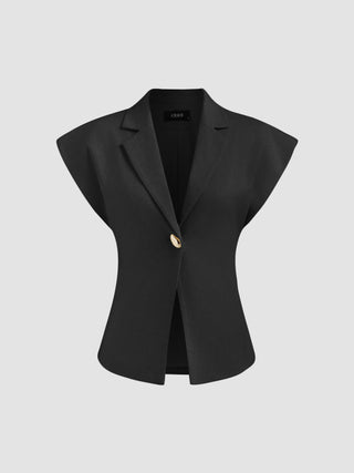 Linen-blend Linen-blend V-neck Dolman Sleeve Blazer Vest For Work