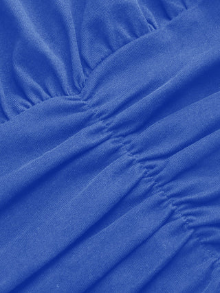 Cotton-blend Asymmetrical Neck Ruched Tee