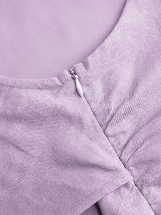 Linen-blend Boat Neckline Solid Bowknot Tank Top