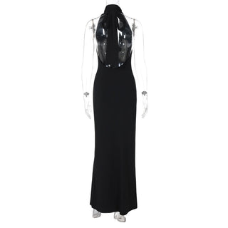 Halter v neck hollow out backless cut out maxi dress