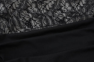 Crewneck lace patchwork ruched maxi dress